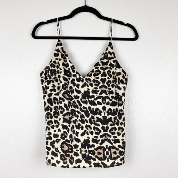 Topshop V-Neck Leopard Print Lightweight Scalloped Cami Tank Size 2 - Picture 3 of 9